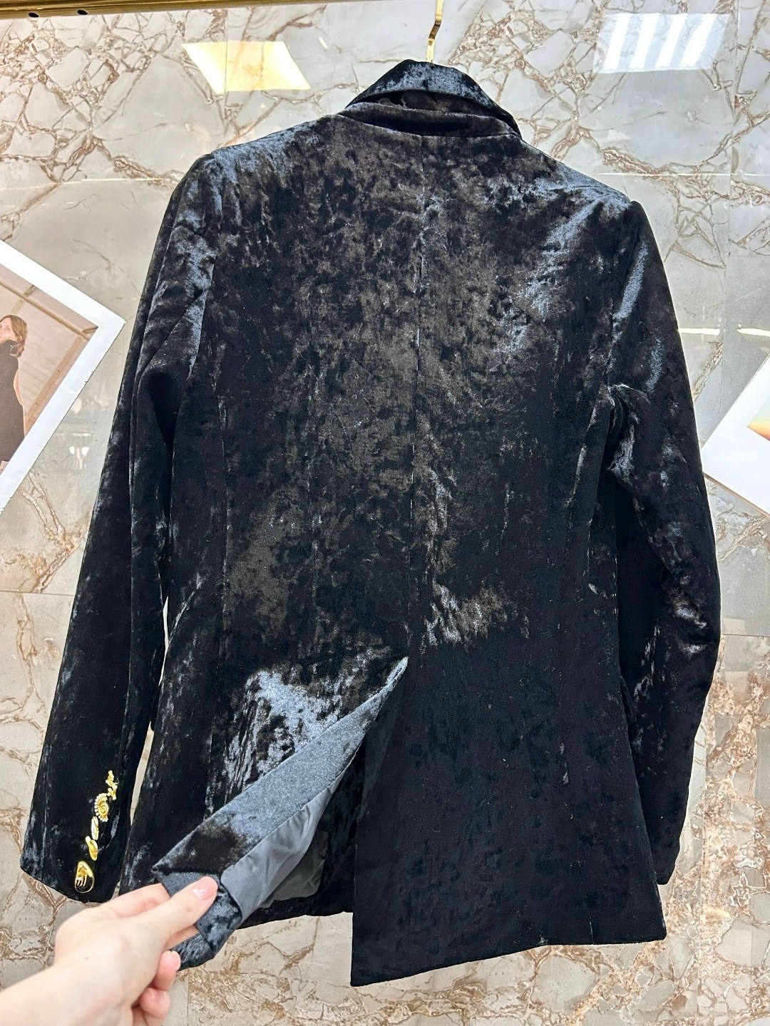 бархатный пиджак,balmain жакет бархат,черный бархатный блейзер для женщин тонкий двубортный пиджак на пуговицах,бархатный пиджак с золотыми пуговицами,женский бархатный пиджак