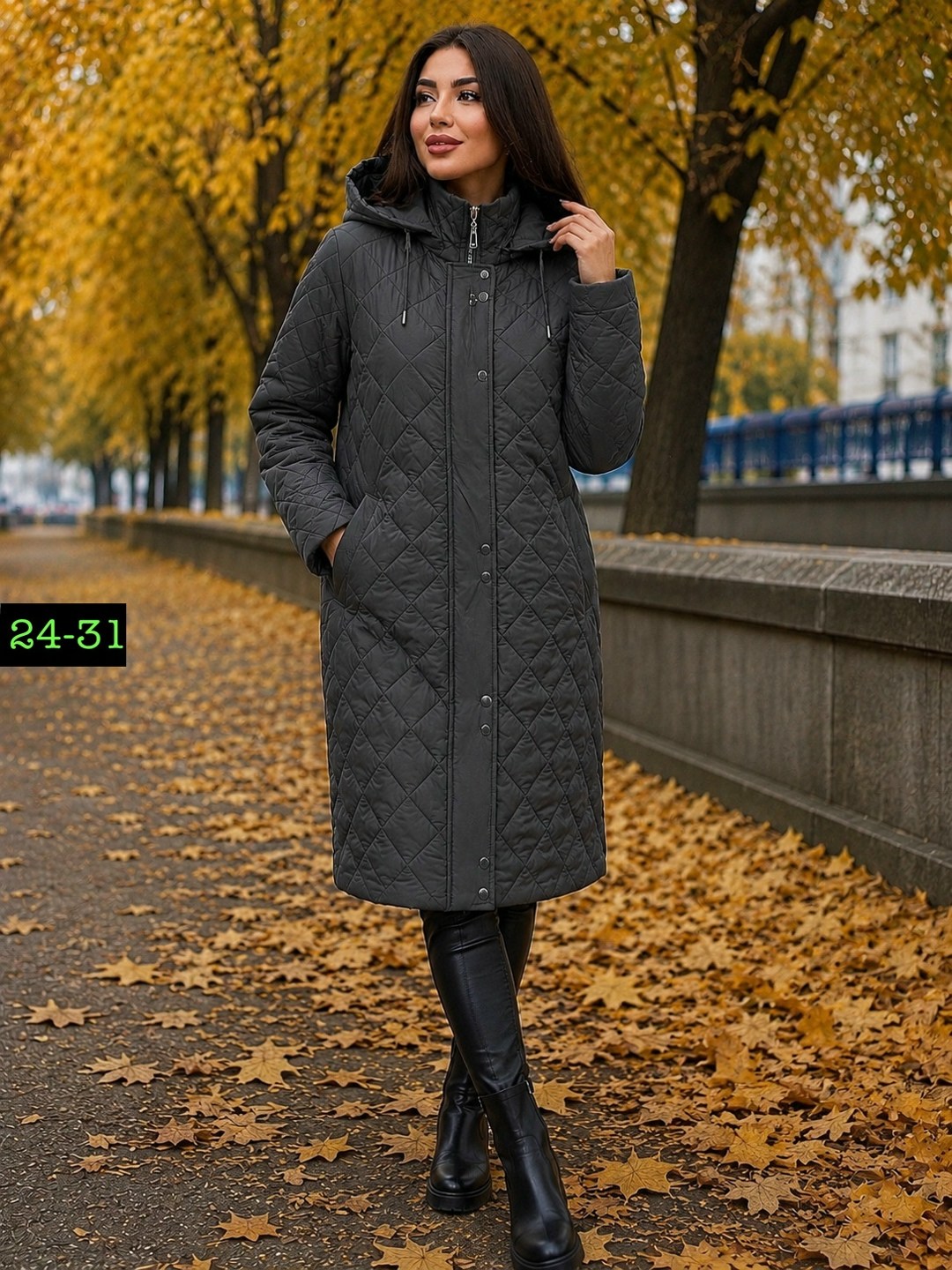 стеганое демисезонное пальто с капюшоном и водоотталкивающей тканью lady secret 5032 черный,стеганое демисезонное пальто ls арт. 5032,утепленное стеганое пальто lady secret 5032 черный размер 50,класс