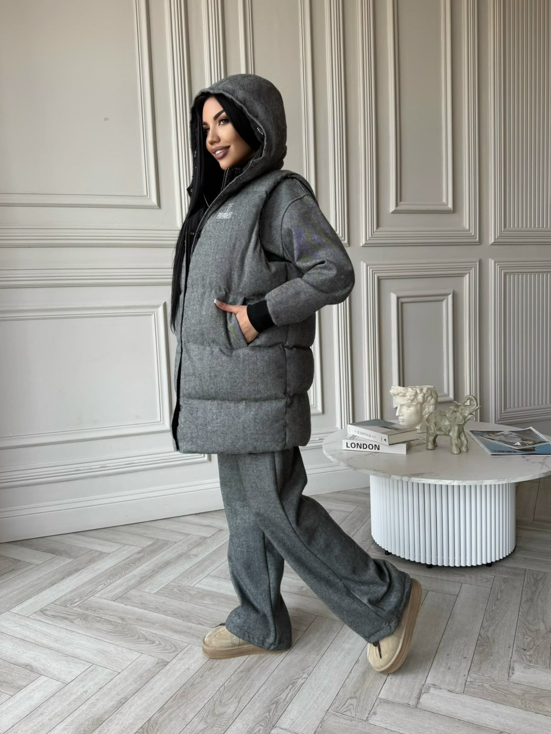 костюм тройка,костюм тройка женский,miu miu женский серый костюм тройка premium,костюм на флисе,костюм теплый