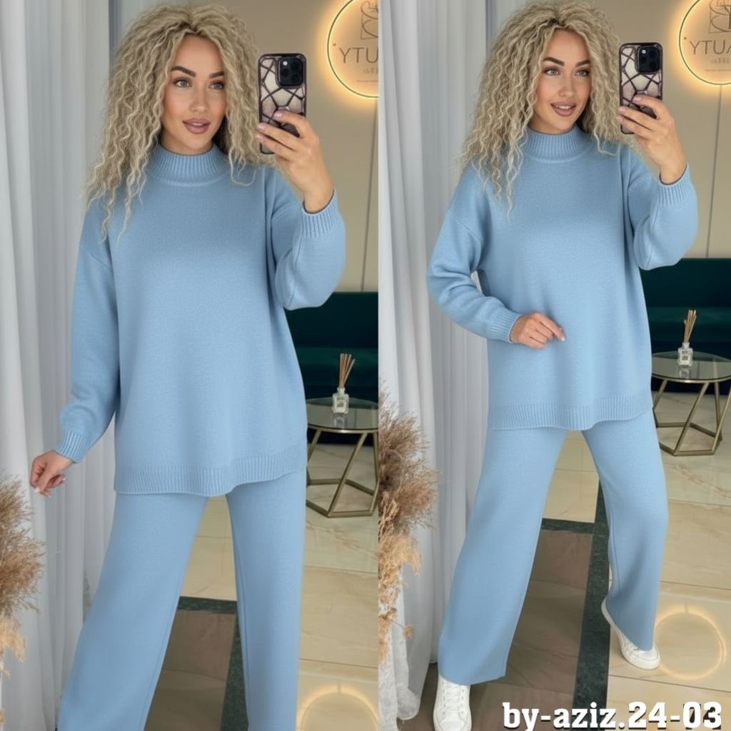 костюм женский,костюм двойка вязаный оверсайз haianh fashion,костюм женский трикотажный,костюм трикотажный,трикотажный брючный костюм