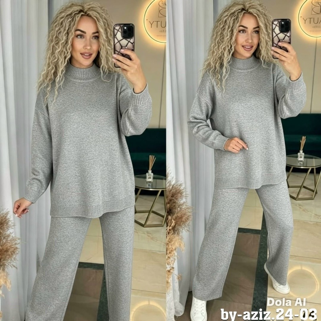 костюм женский,костюм двойка вязаный оверсайз haianh fashion,костюм женский трикотажный,костюм трикотажный,трикотажный брючный костюм
