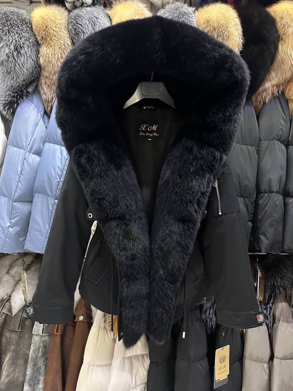 куртка парка мех песец с капюшоном подкладка мех кролик,парка с мехом,парка с натуральным мехом,женская зимняя куртка,куртка с мехом