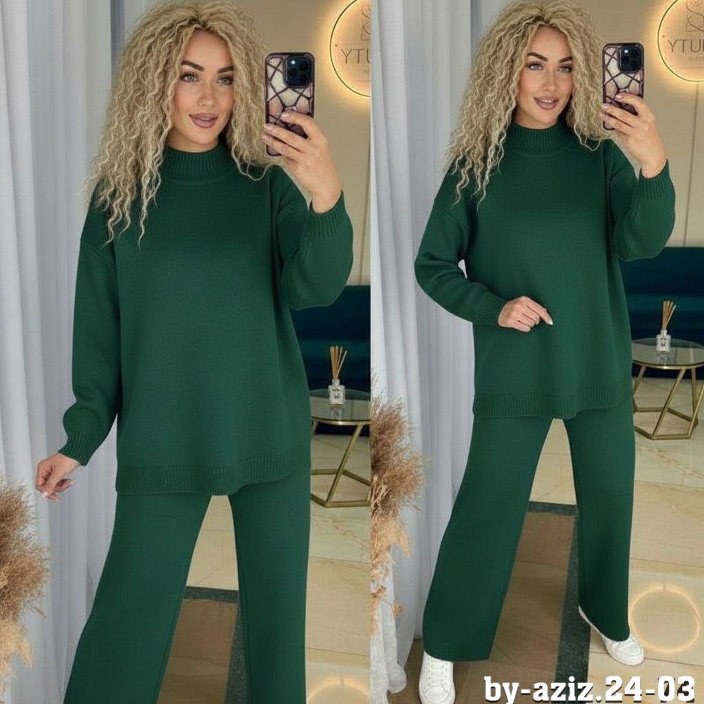 костюм женский,костюм двойка вязаный оверсайз haianh fashion,костюм женский трикотажный,костюм трикотажный,трикотажный брючный костюм