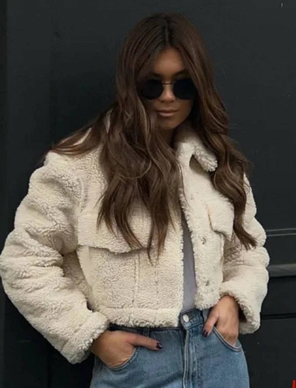 куртка из искусственной овчины zara,жакет теплый,короткая куртки,короткая куртка женская,укороченная куртка
