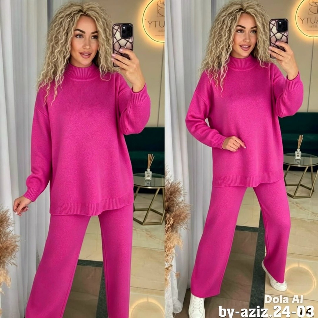 костюм женский,костюм двойка вязаный оверсайз haianh fashion,костюм женский трикотажный,костюм трикотажный,трикотажный брючный костюм
