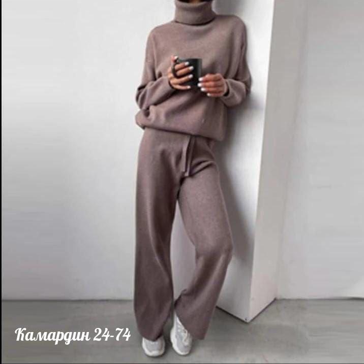 женский брючный костюм,костюм с широкими штанами,костюм женский,костюм женский кофта и штаны арт. 1549041,брючный костюм