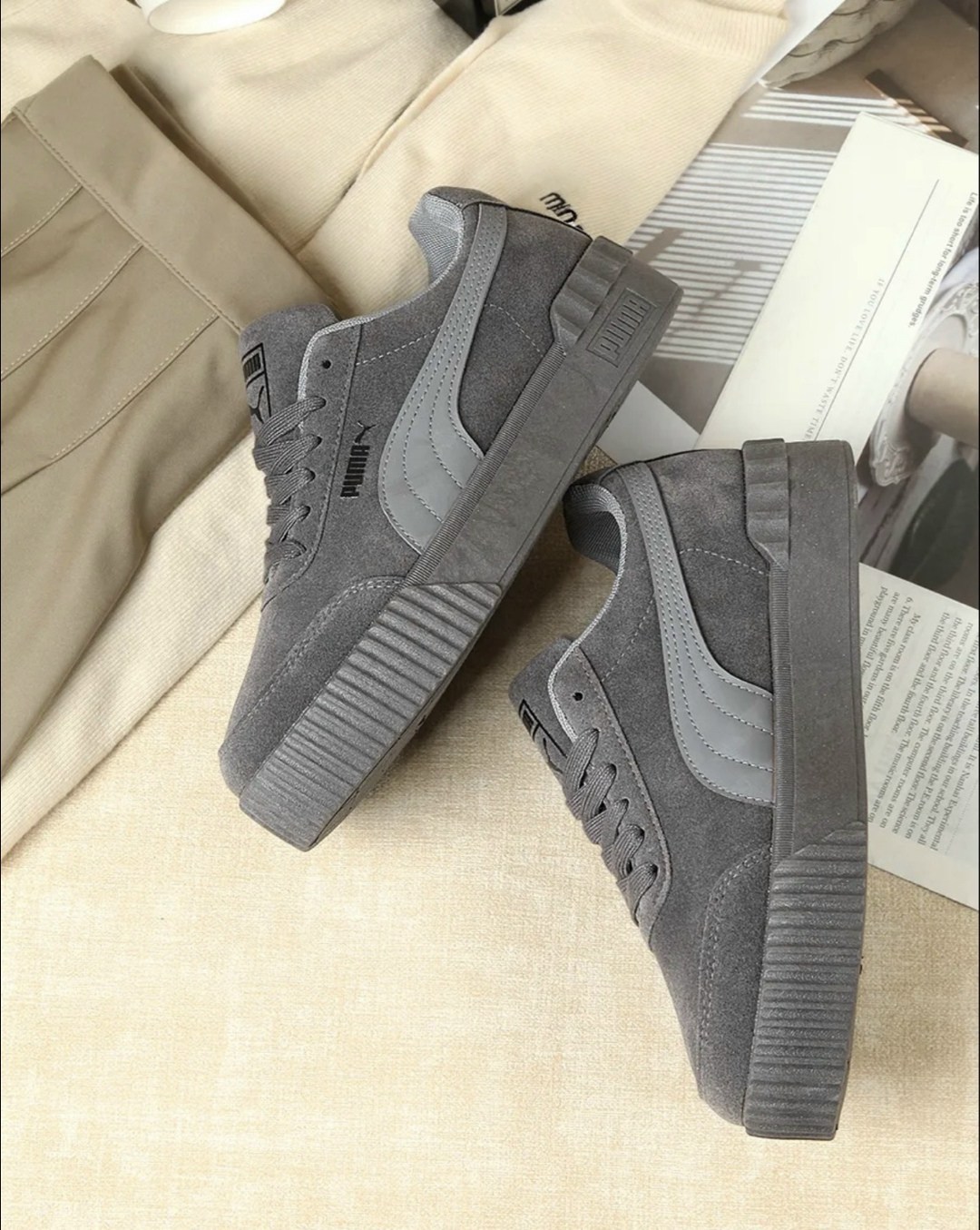 ,кеды пума женские бархатные серые,puma кроссовки,кроссовки puma suede серые, женская