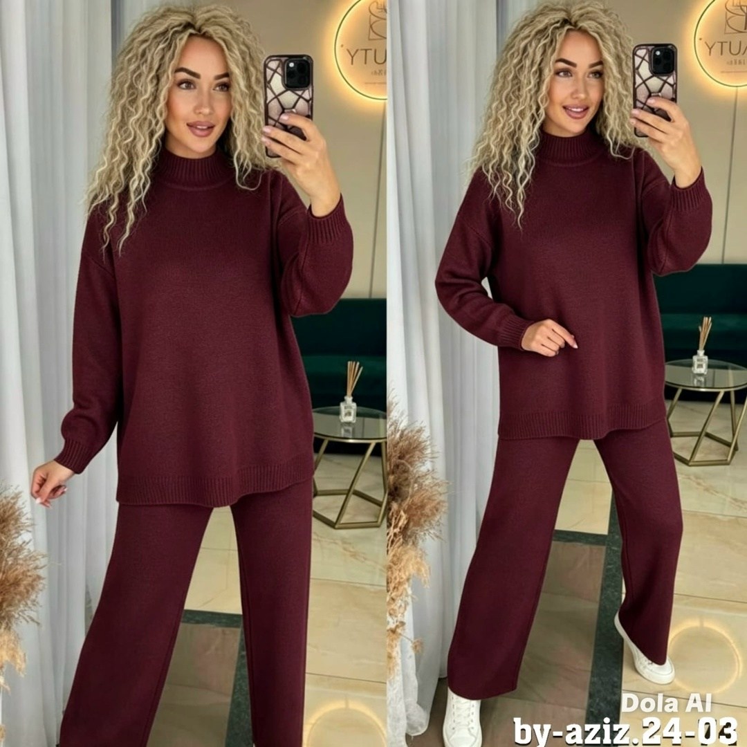 костюм женский,костюм двойка вязаный оверсайз haianh fashion,костюм женский трикотажный,костюм трикотажный,трикотажный брючный костюм