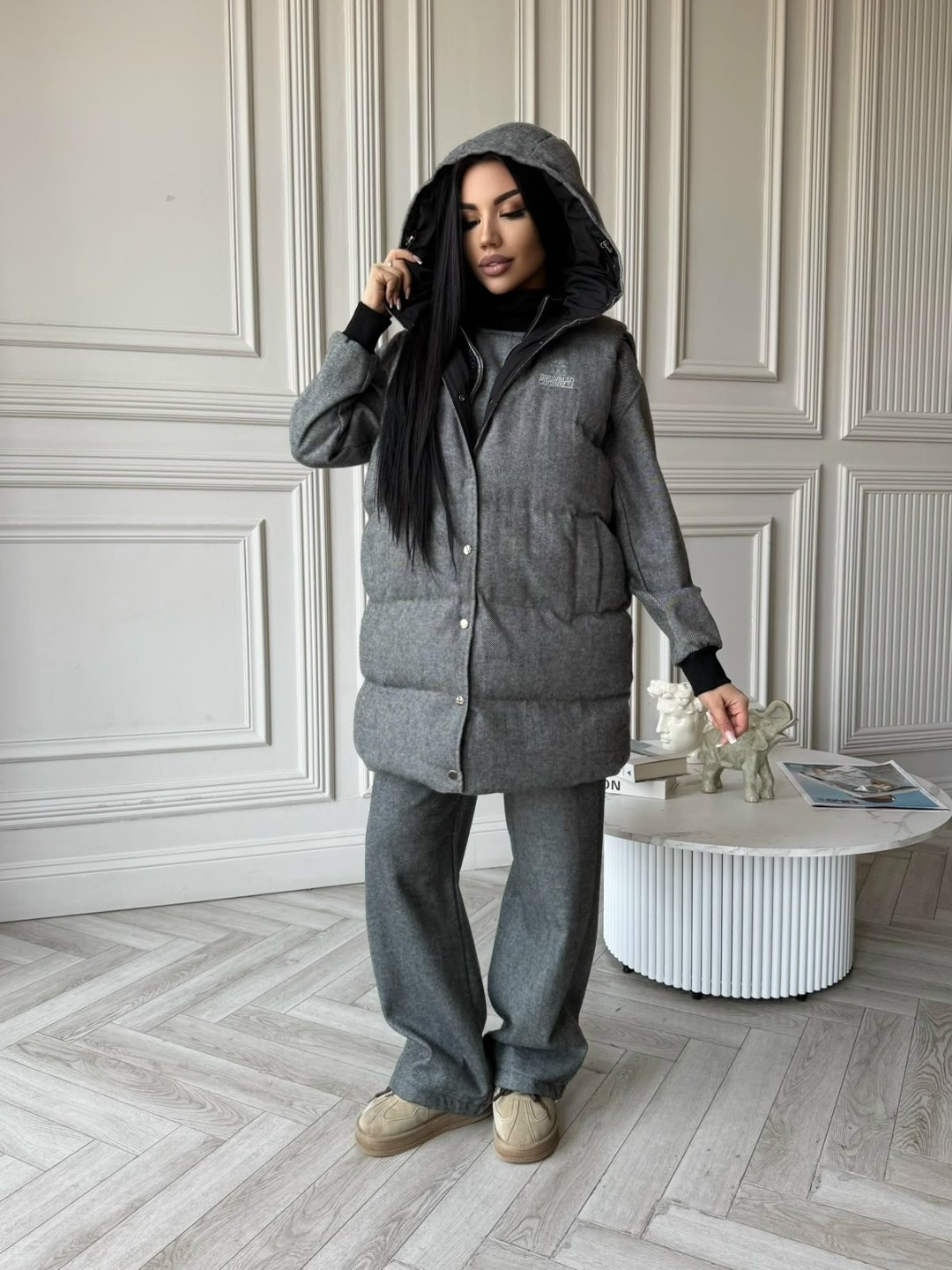 костюм тройка,костюм тройка женский,miu miu женский серый костюм тройка premium,костюм на флисе,костюм теплый