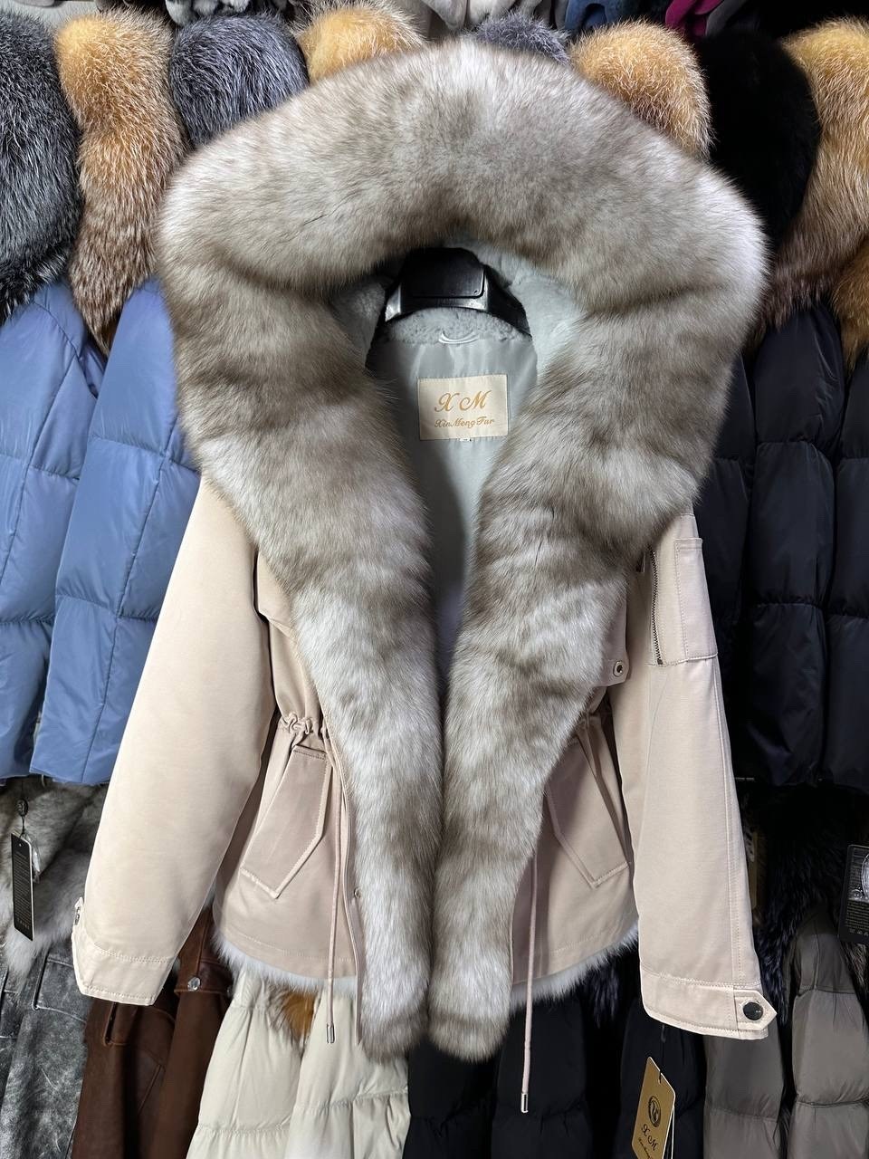 куртка парка мех песец с капюшоном подкладка мех кролик,парка с мехом,парка с натуральным мехом,женская зимняя куртка,куртка с мехом