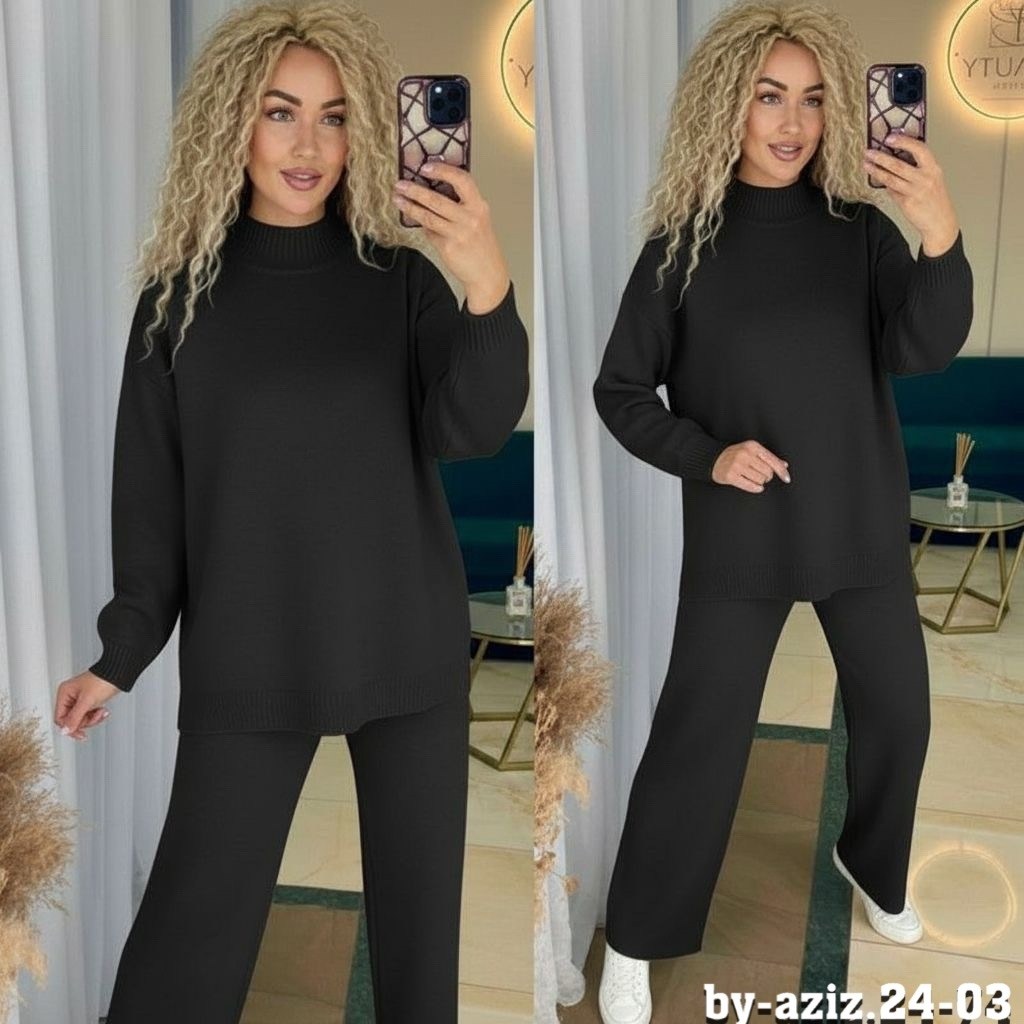 костюм женский,костюм двойка вязаный оверсайз haianh fashion,костюм женский трикотажный,костюм трикотажный,трикотажный брючный костюм