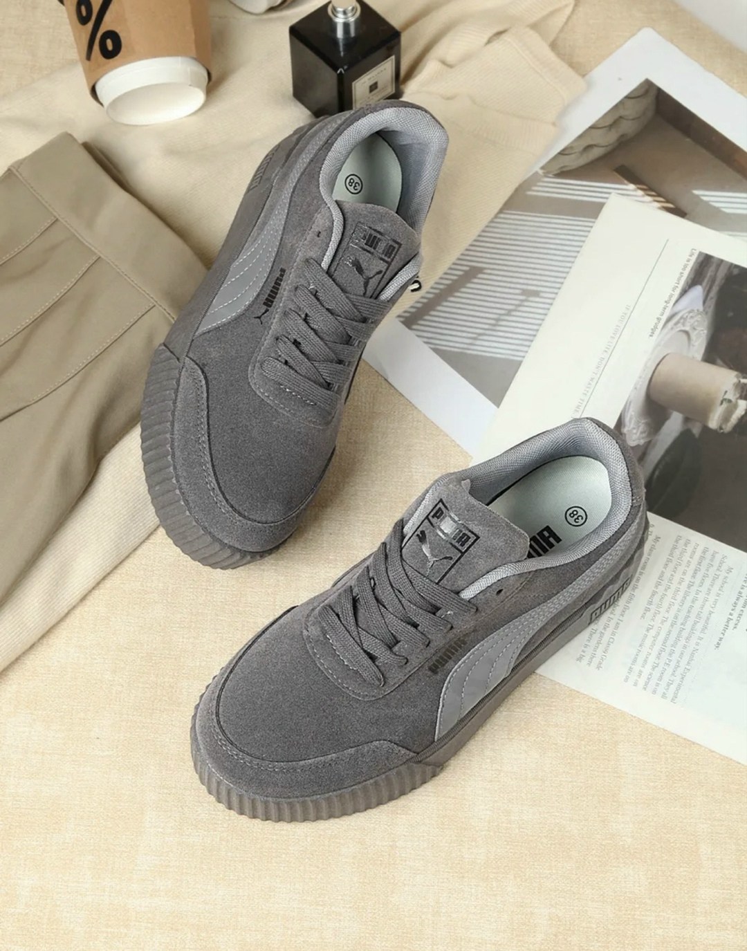 ,кеды пума женские бархатные серые,puma кроссовки,кроссовки puma suede серые, женская