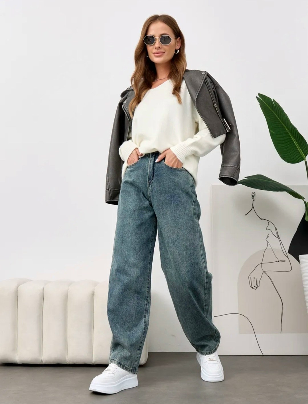 джинсы стильные,джинсы багги широкие elvin shop,женские джинсы,джинсы багги,джинсы широкие