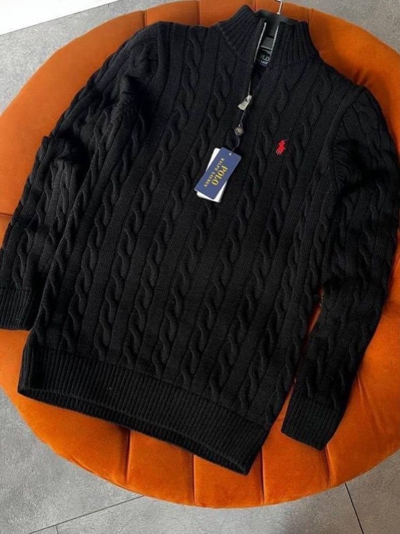 свитер для мужчин,мужской свитер,свитер polo ralph lauren,свитер мужской polo ralph lauren вязаный с воротником на молнии синий,мужская кофта