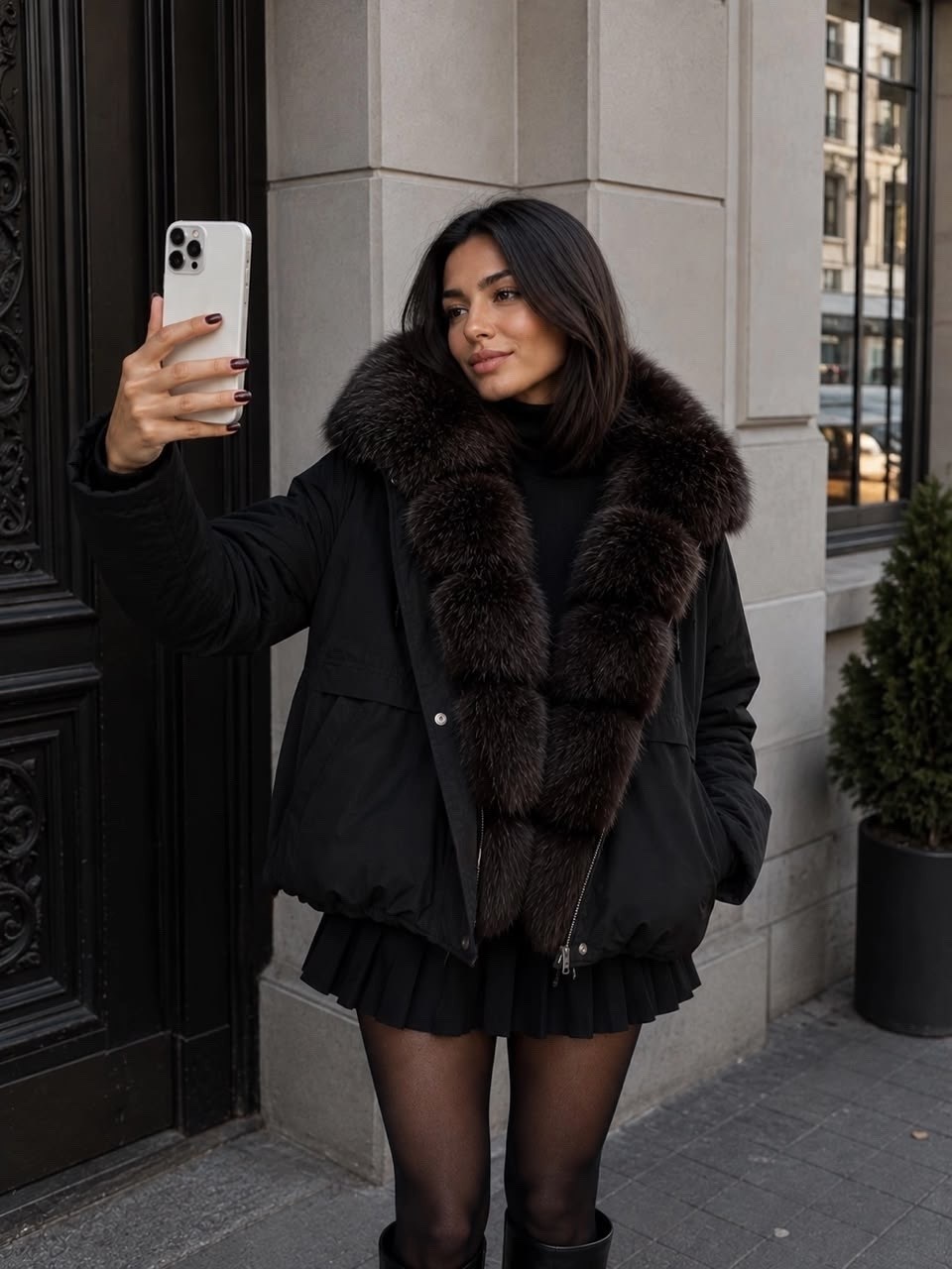 пуховики с мехом,женский чёрный пуховик с мехом max mara,пуховик с натуральным мехом,пуховик женский с мехом,куртка с мехом
