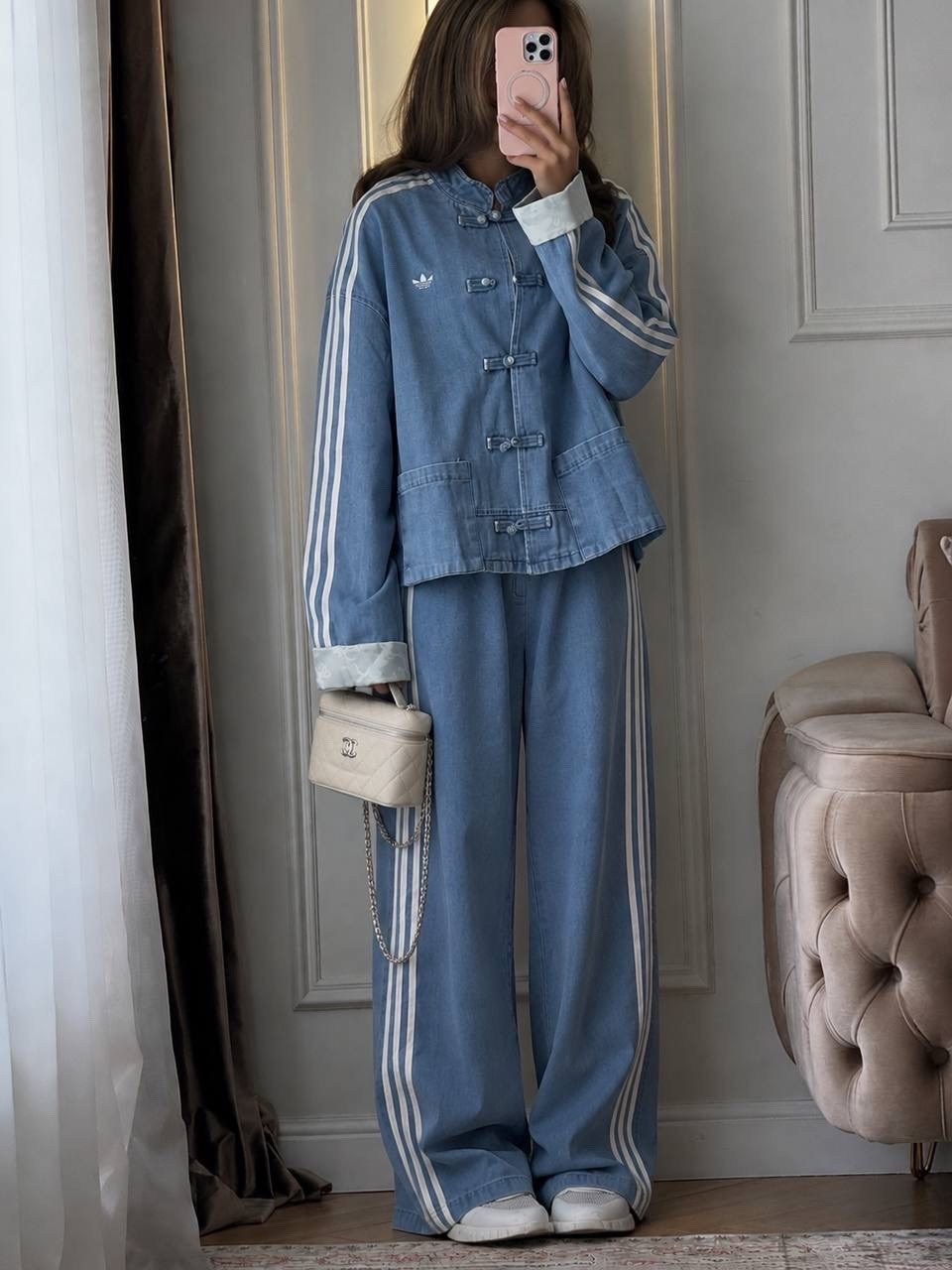 женский костюм,спортивные костюм,adidas denim tracksuit,спортивный стиль