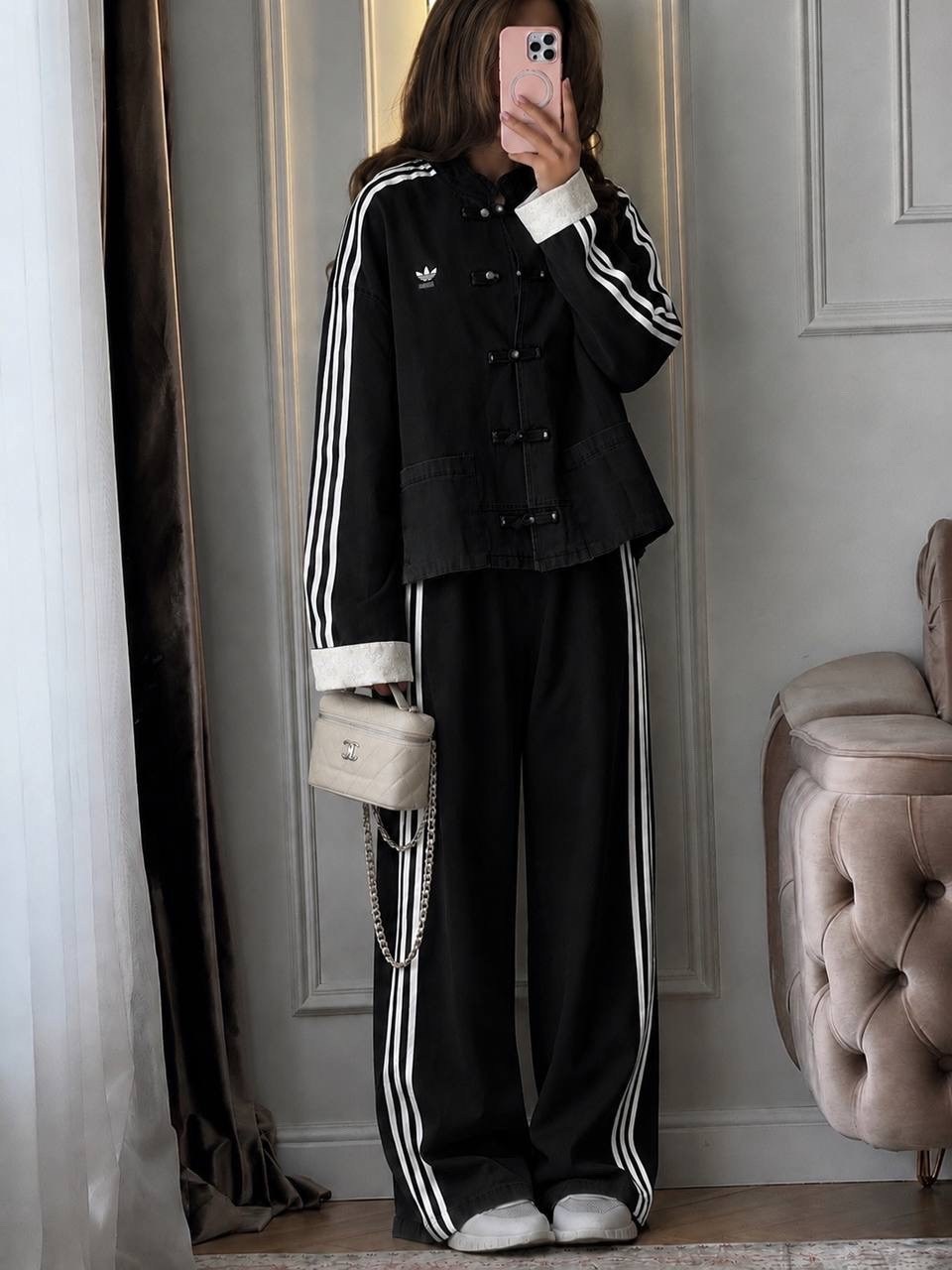 женский костюм,спортивные костюм,adidas denim tracksuit,спортивный стиль