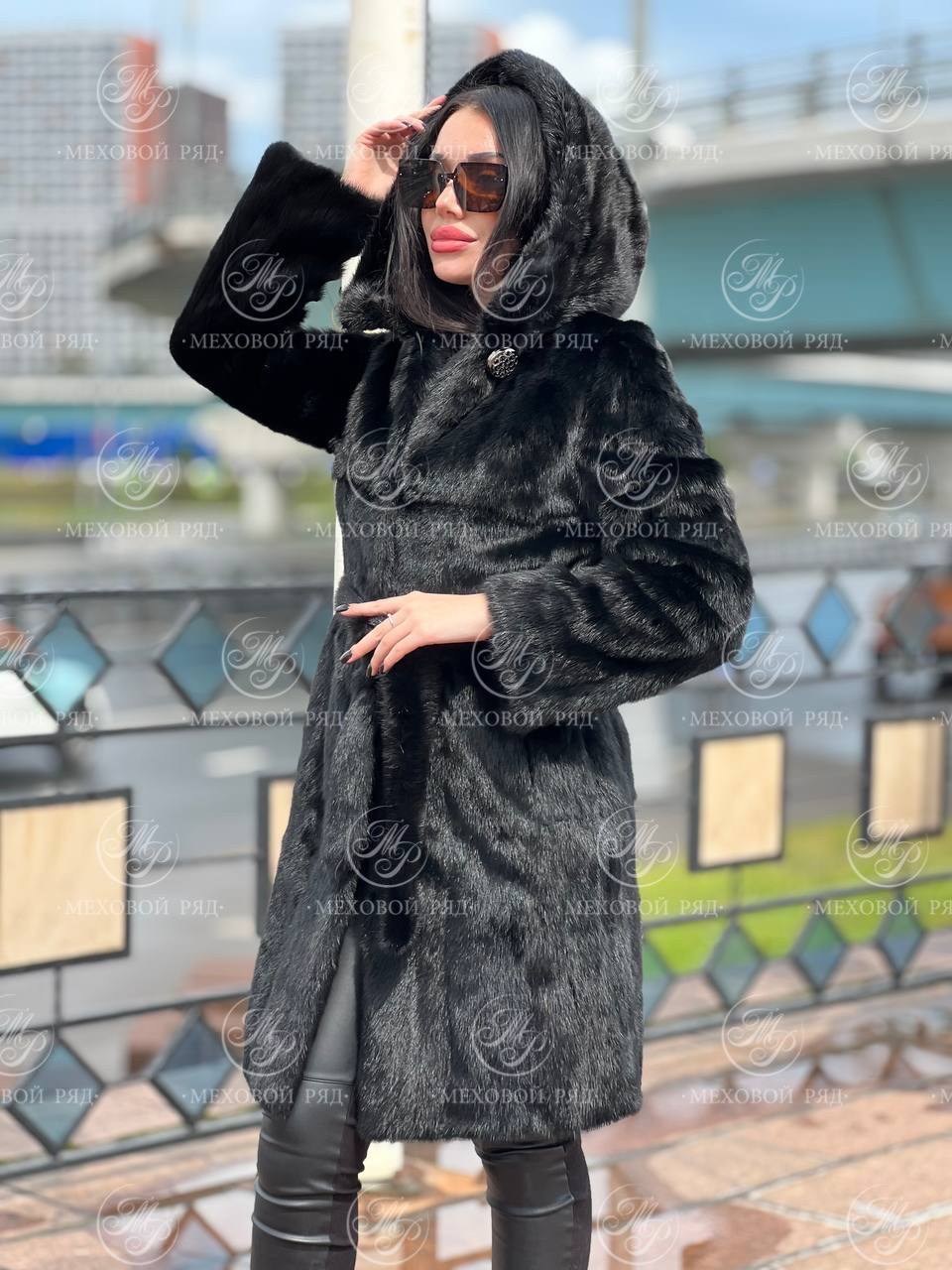 норковая шуба с капюшоном,норковая шуба,шуба с капюшоном,шуба норковая черный бриллиант с капюшоном,шуба (норка)