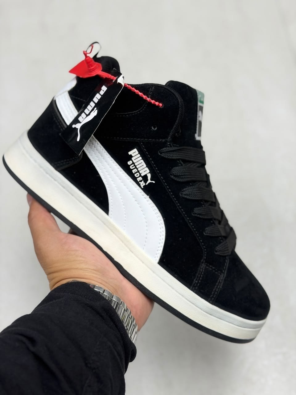 puma suede зимние кроссовки,puma кроссовки мужские,кроссовки puma,кроссовки зимние puma suede "black/white",puma suede classic high