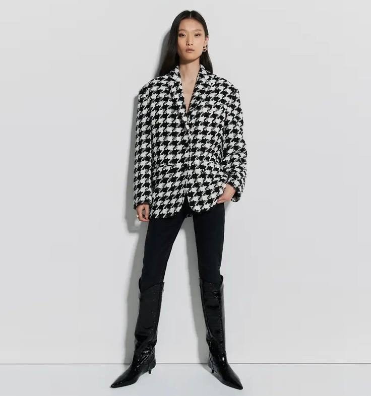 твидовый жакет zara,жакеты,твидовый жакет зара,женские жакеты,жакет гусиная лапка