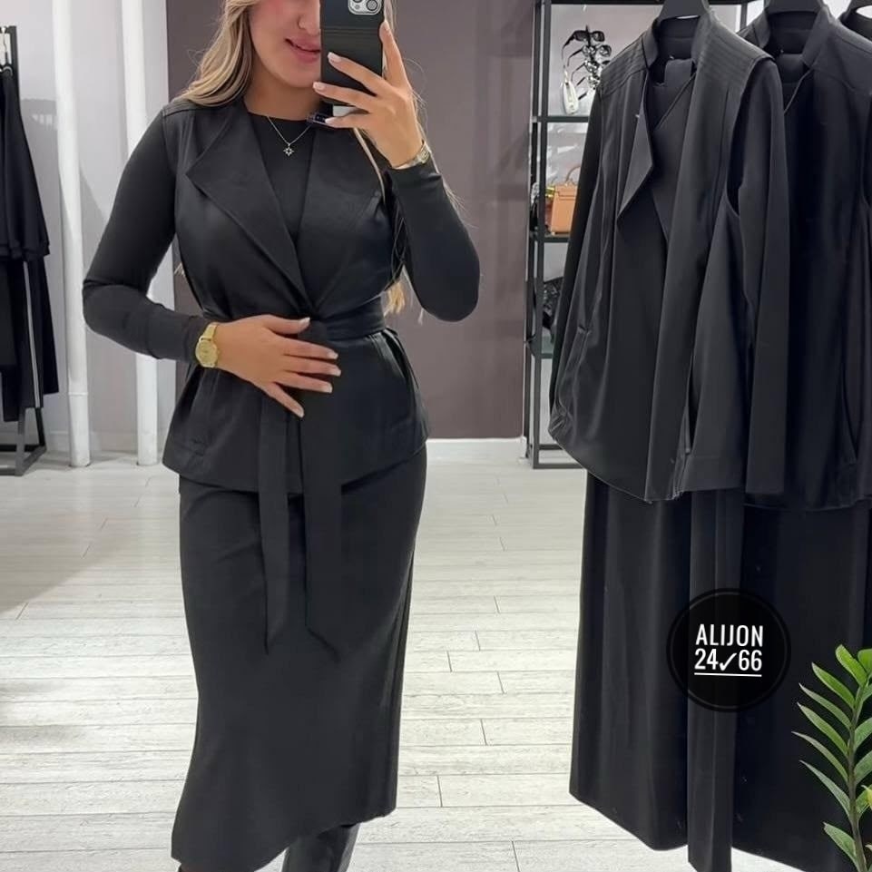 костюм (жилет+юбка) lady taiga черный,костюм юбка и жилет,костюм юбка и жилет женский,костюм жилетка с юбкой,женский костюм с юбкой