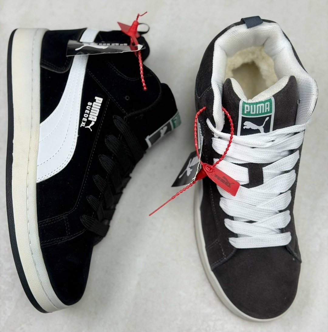 puma suede зимние кроссовки,puma кроссовки мужские,кроссовки puma,кроссовки зимние puma suede "black/white",puma suede classic high