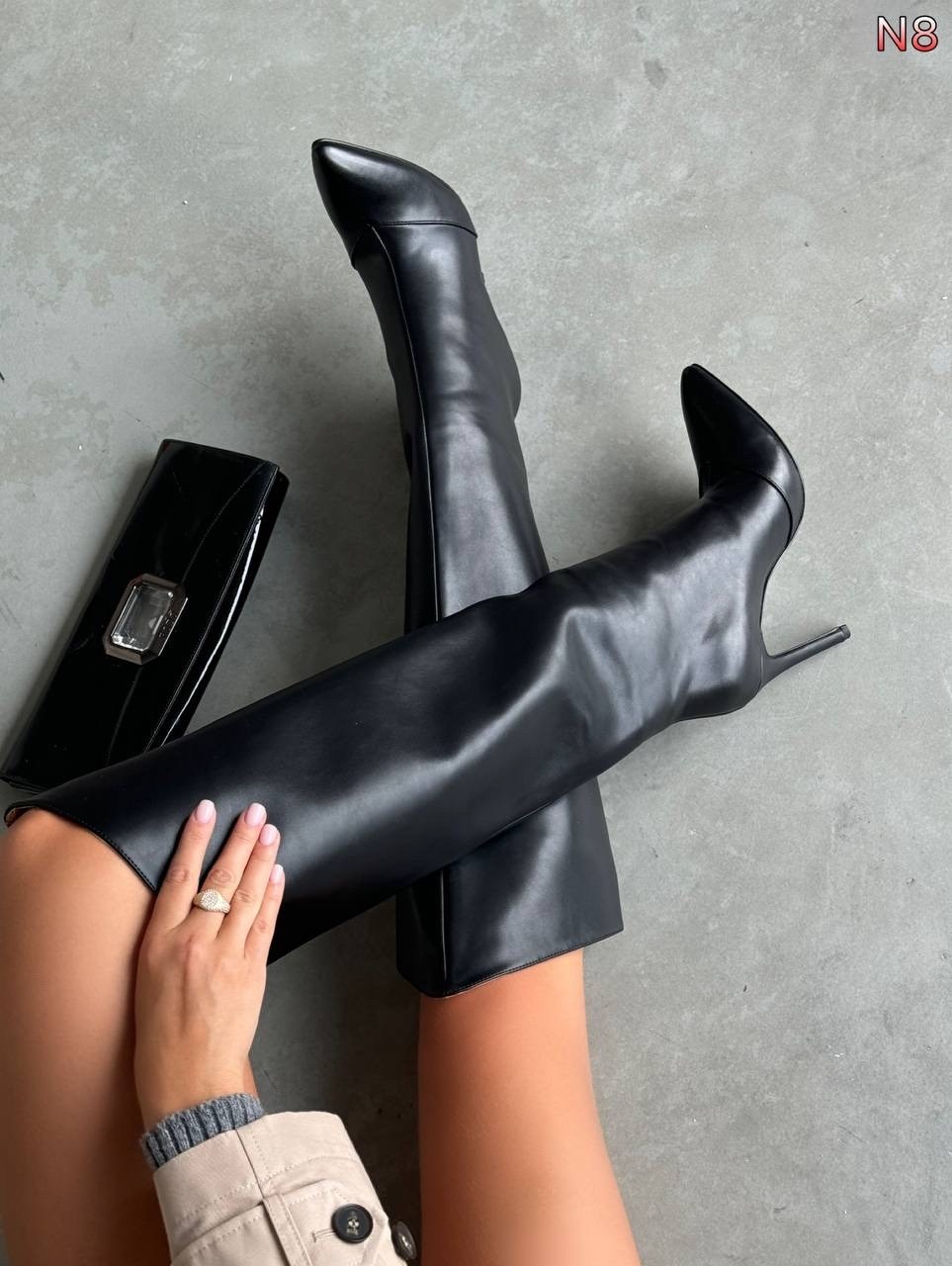 сапоги демисезонные на каблуке magic heels цвет черный,сапоги трубы,сапоги на шпильке,сапоги демисезонные на каблуке magic heels,сапоги трубы на каблуке