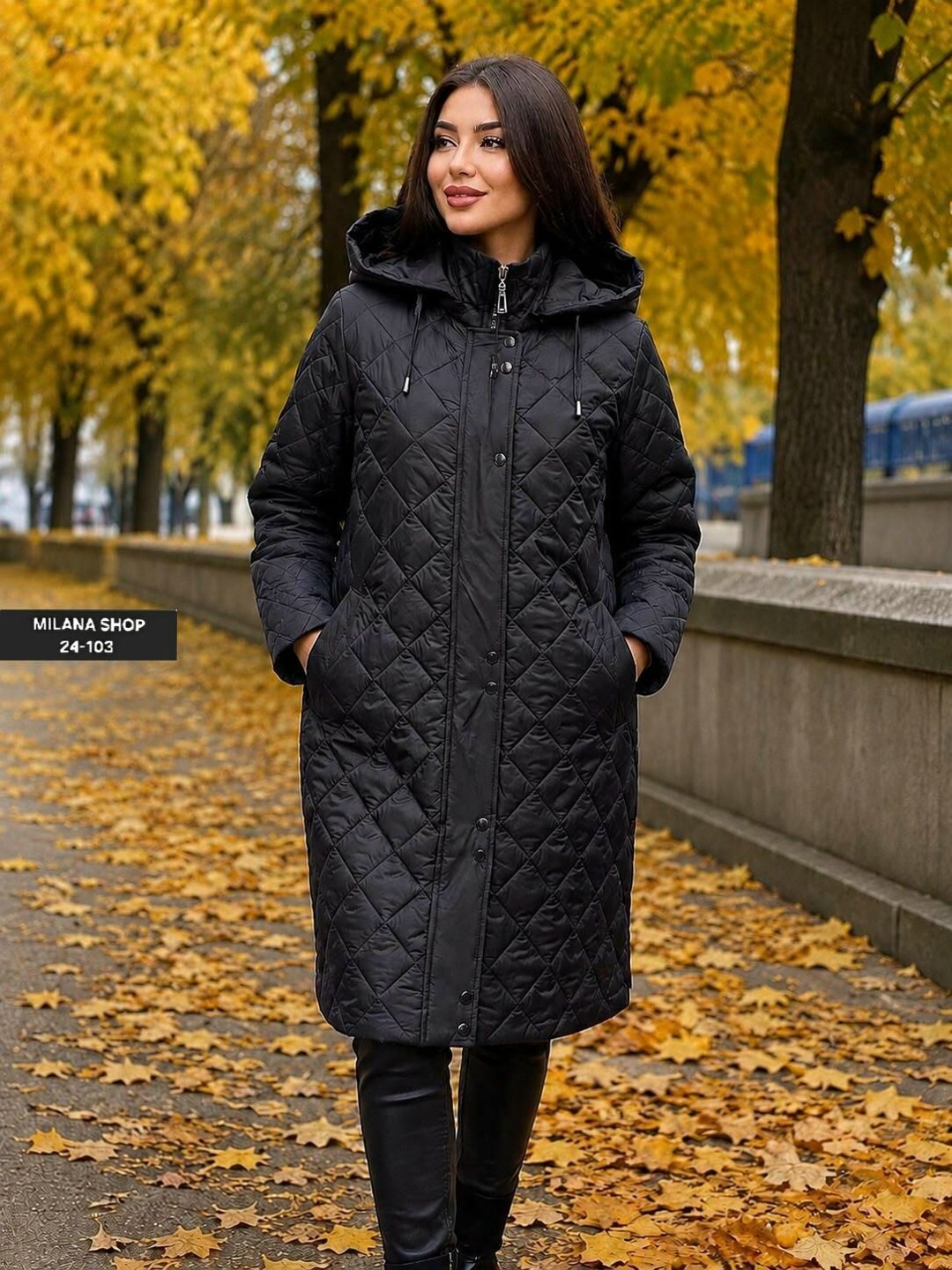 стеганое демисезонное пальто с капюшоном и водоотталкивающей тканью lady secret 5032 черный,утепленное стеганое пальто lady secret 5032 черный размер 50,пальто зимнее стеганое с капюшоном большие разм