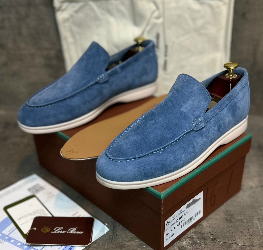 лоферы loro piana summer walk замшевые,,лоферы loro piana,мокасины лоро пиано мужские,лоферы из замши голубые