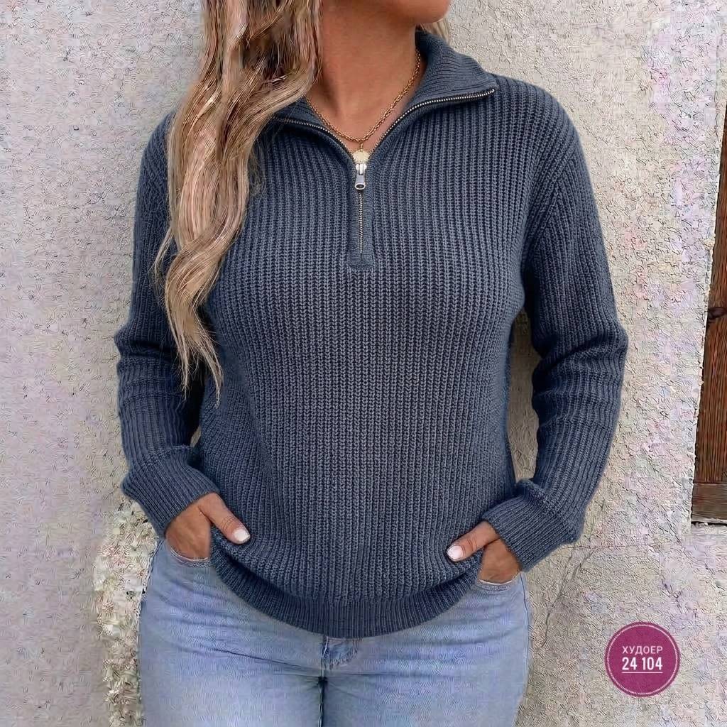 свитер с горлом на молнии оверсайз kk fashion,свитер женский,модные свитера,свитер с замком,свитер