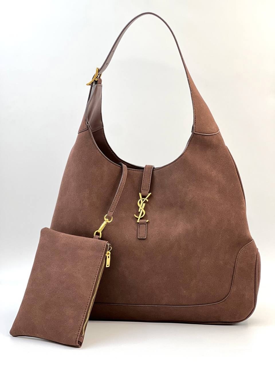 кожаная сумка-хобо le 5 à 7 saint laurent коричневый,женская замшевая сумка yves saint laurent 37x29 см,замшевая сумка,cумка saint laurent,сумка женская натуральная замша