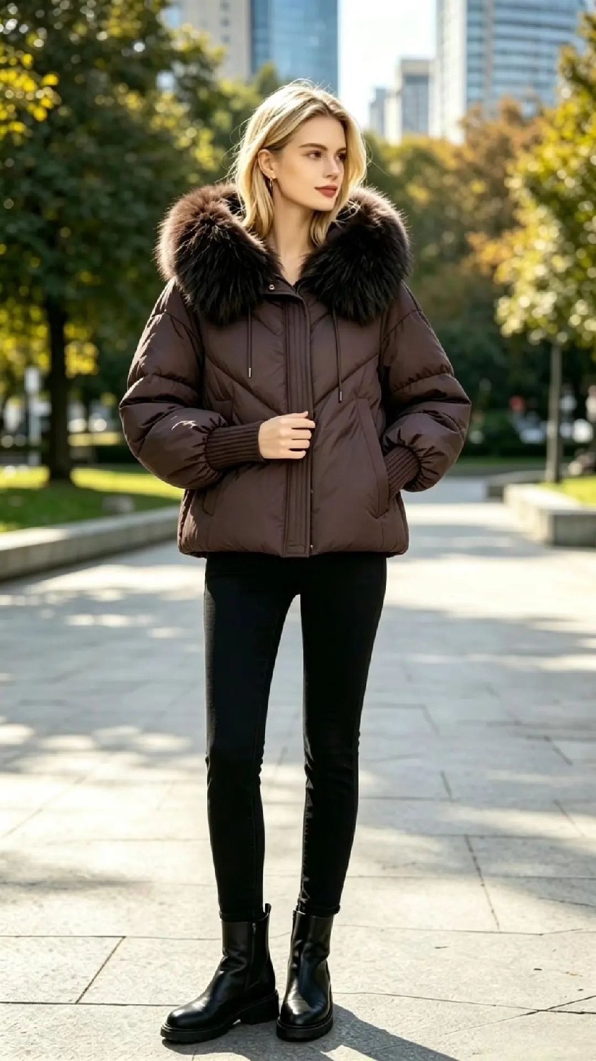 модные пуховики,зимняя куртка-пуховик,короткий пуховик,пуховик,пуховик женский зимний с меховым воротником