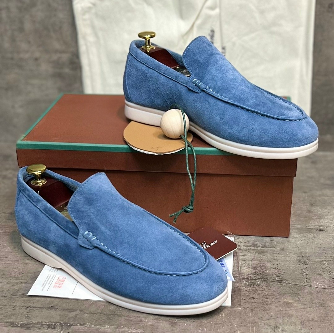 лоферы loro piana summer walk замшевые,,лоферы loro piana,мокасины лоро пиано мужские,лоферы из замши голубые