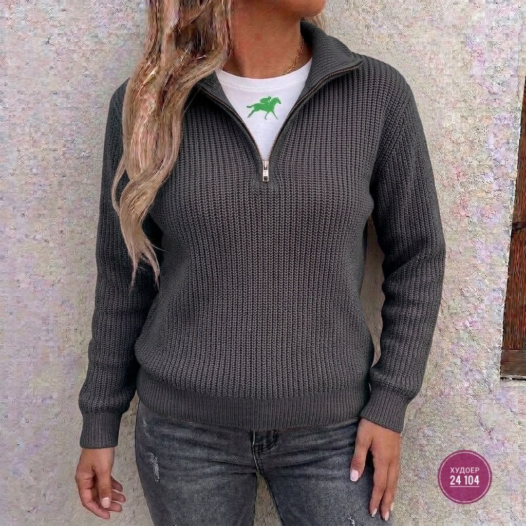 свитер с горлом на молнии оверсайз kk fashion,свитер женский,модные свитера,свитер с замком,свитер
