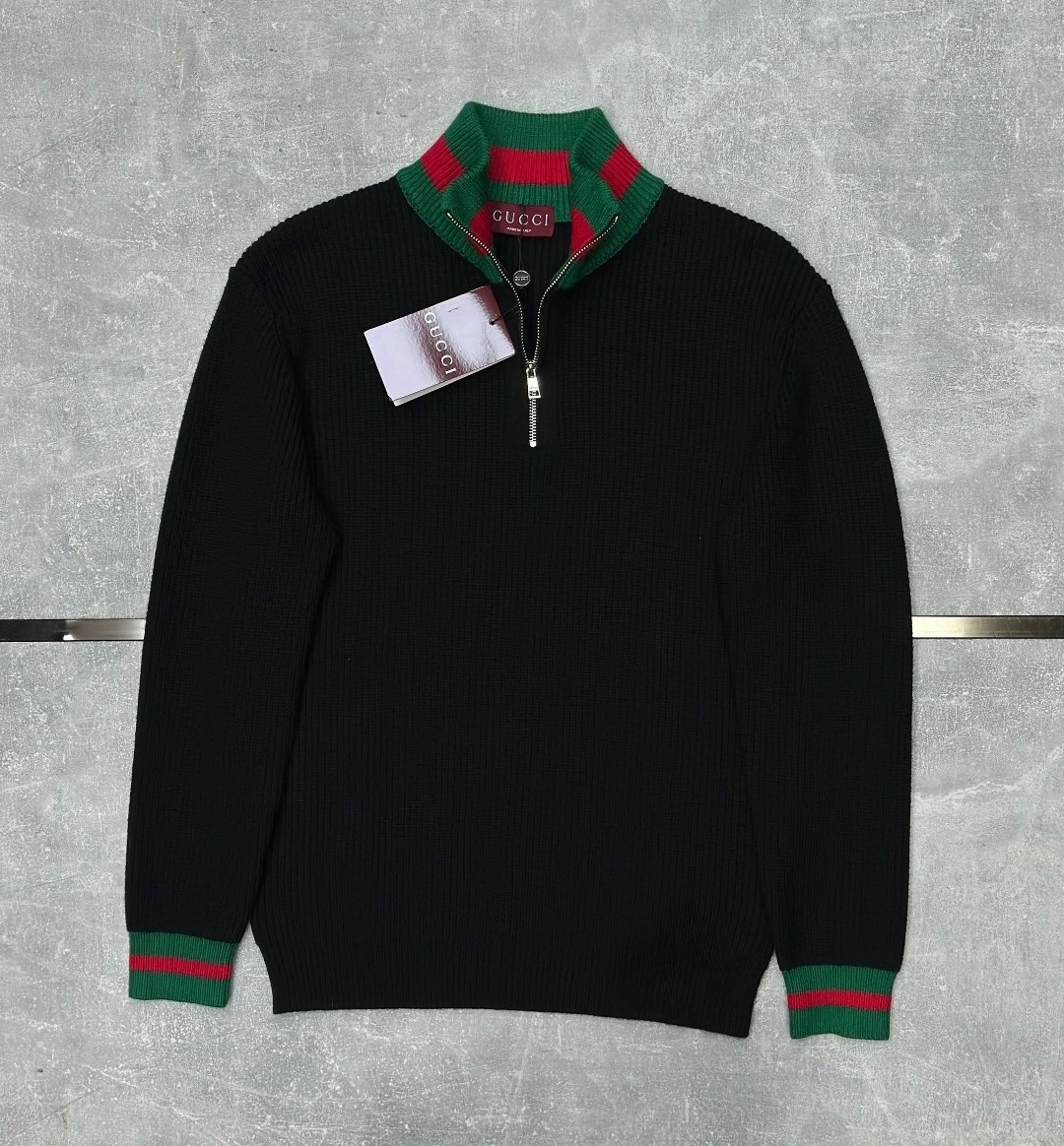 черный джемпер с контрастными полосками gucci man,мужской свитер,шерстяной свитер gucci 548115 x1561 чёрный,джемпер gucci,мужской свитер гуччи gucci