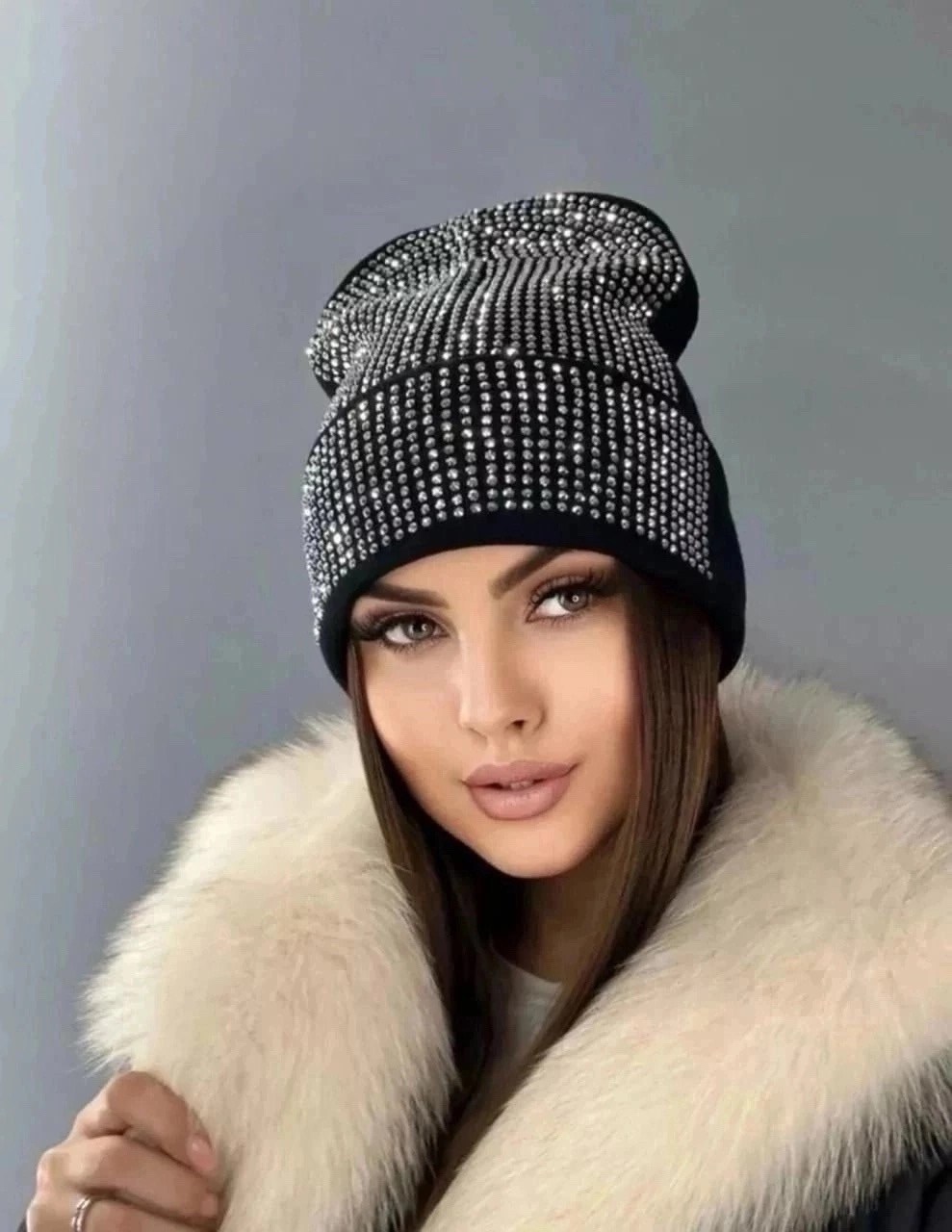 шапка бини двухслойная осень-зима со стразами fashion lux,шапка бини со стразами двухслойная демисезонная весна adelelove,шапка бини со стразами,женская стильная шапка бини со стразами,шапка женская б