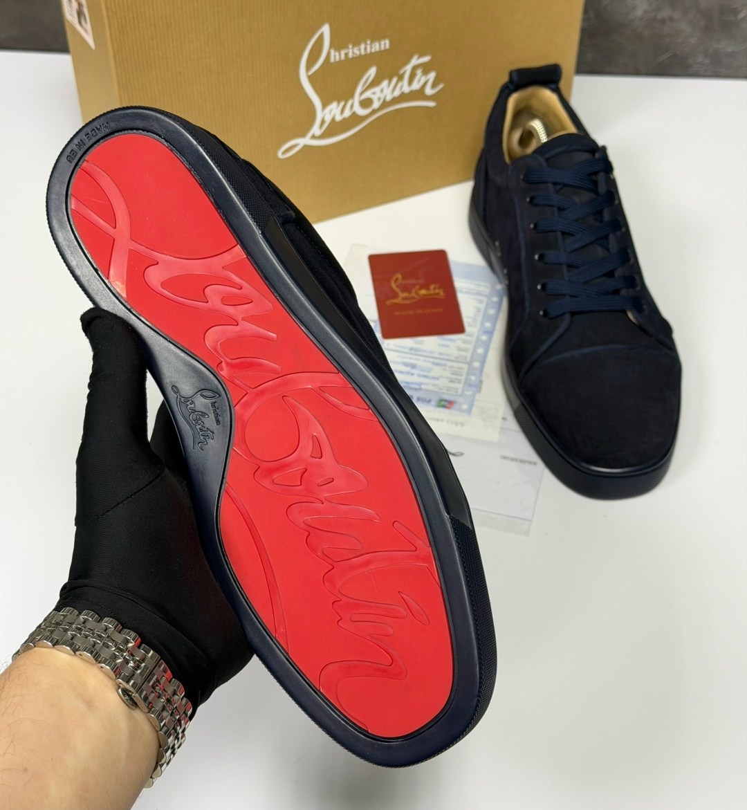 christian louboutin мужские кеды,кроссовки christian louboutin,christian louboutin кеды,кеды christian louboutin натуральная замша,christian louboutin темно-синие замшевые низкие кроссовки