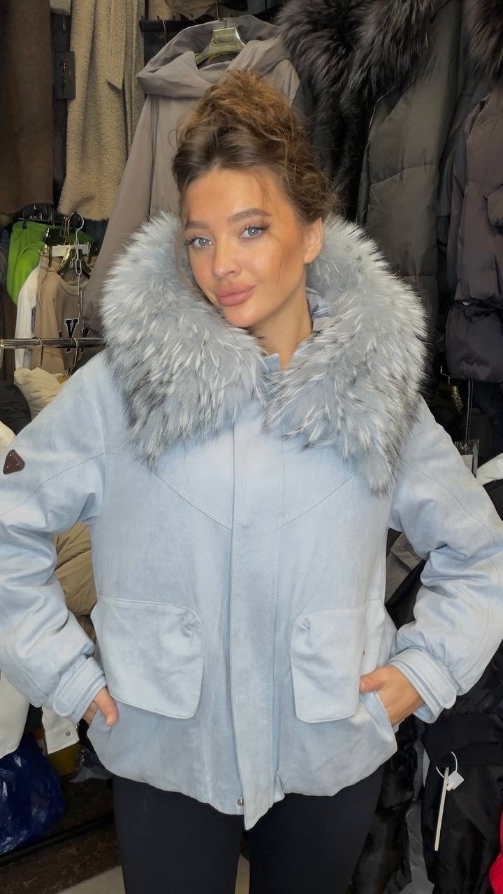 парка зимняя с натуральным мехом schikui_shop_furs,парка с натуральным мехом,куртка-парка голубая с мехом,парка зимняя короткая с натуральным мехом чернобурки,парка с мехом