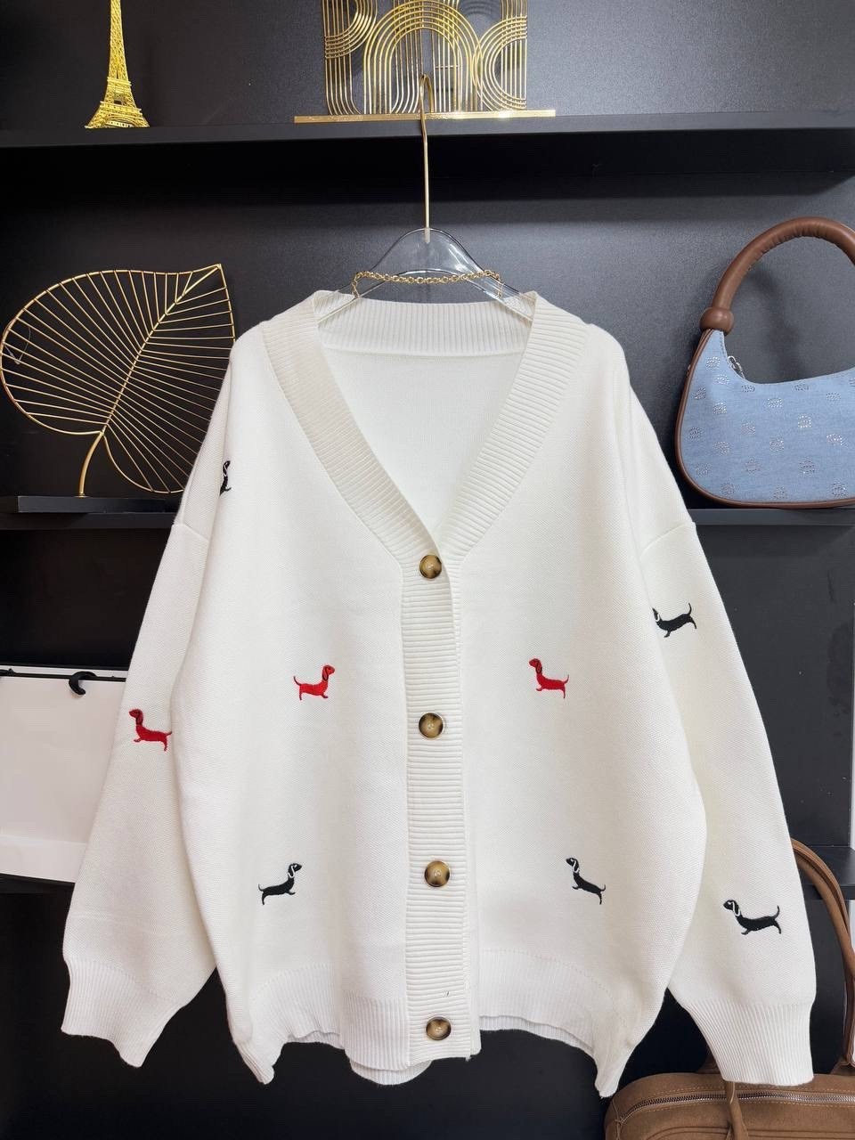 кардиган oversize,кардиган,трендовый кардиган с таксами,кардиган оверсайз с трендовой вышивкой,кардиган с таксами