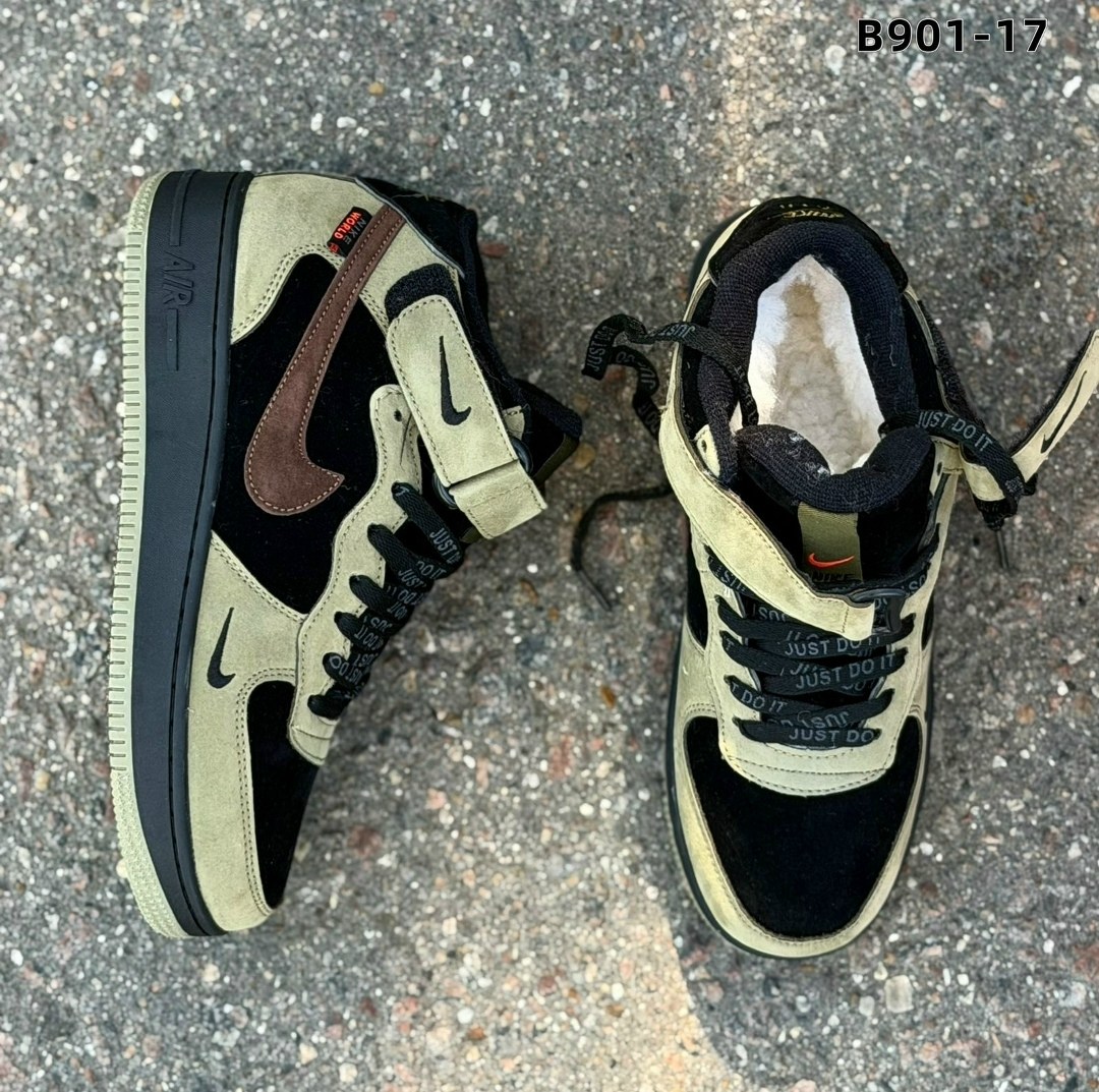 кроссовки зимние nike air force 1,кроссовки мужские зимние nike air,кроссовки nike air force 1 mid olive / brown with fur,,кроссовки nike air force зимние