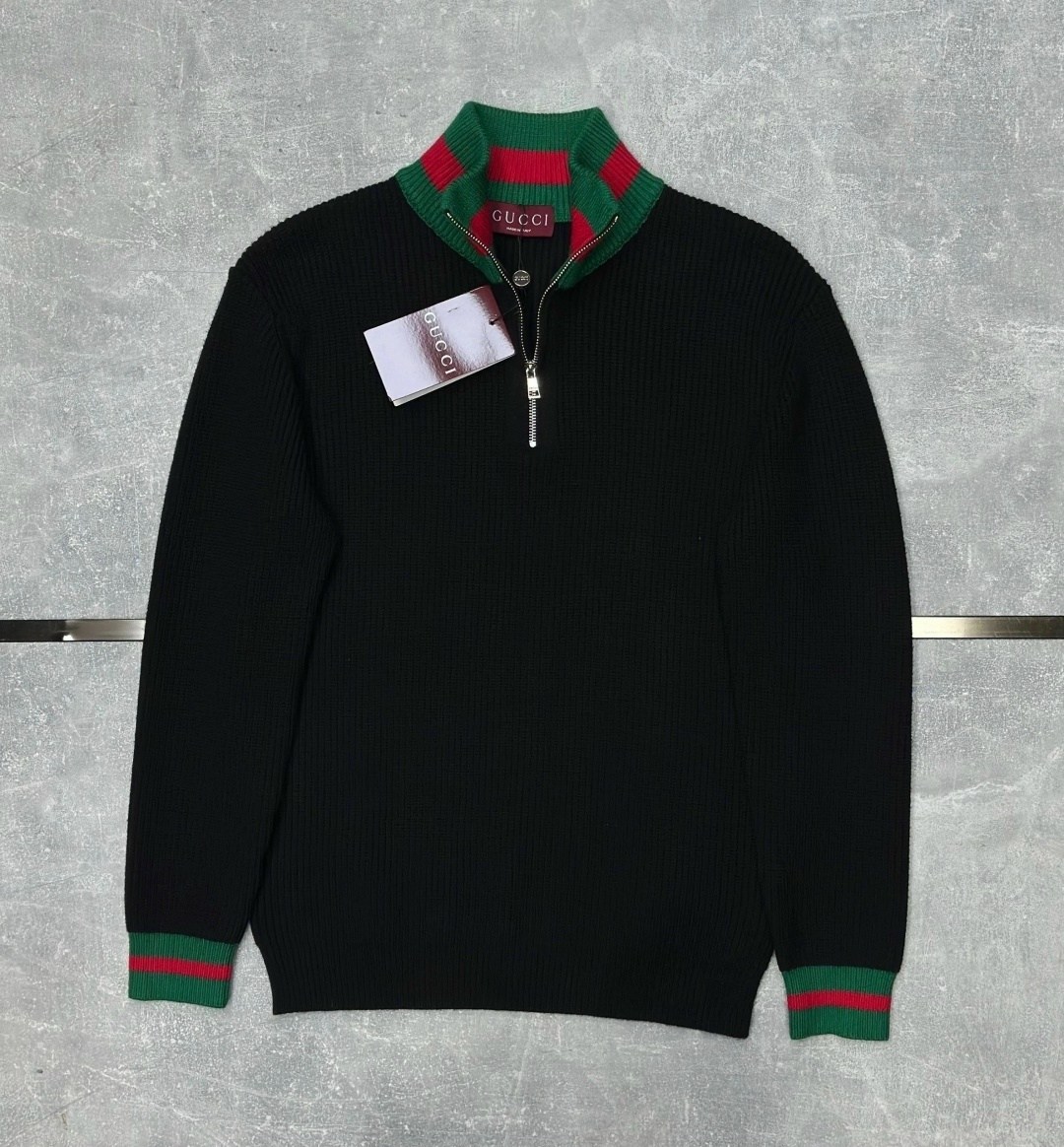 черный джемпер с контрастными полосками gucci man,мужской свитер,шерстяной свитер gucci 548115 x1561 чёрный,джемпер gucci,свитер повседневный