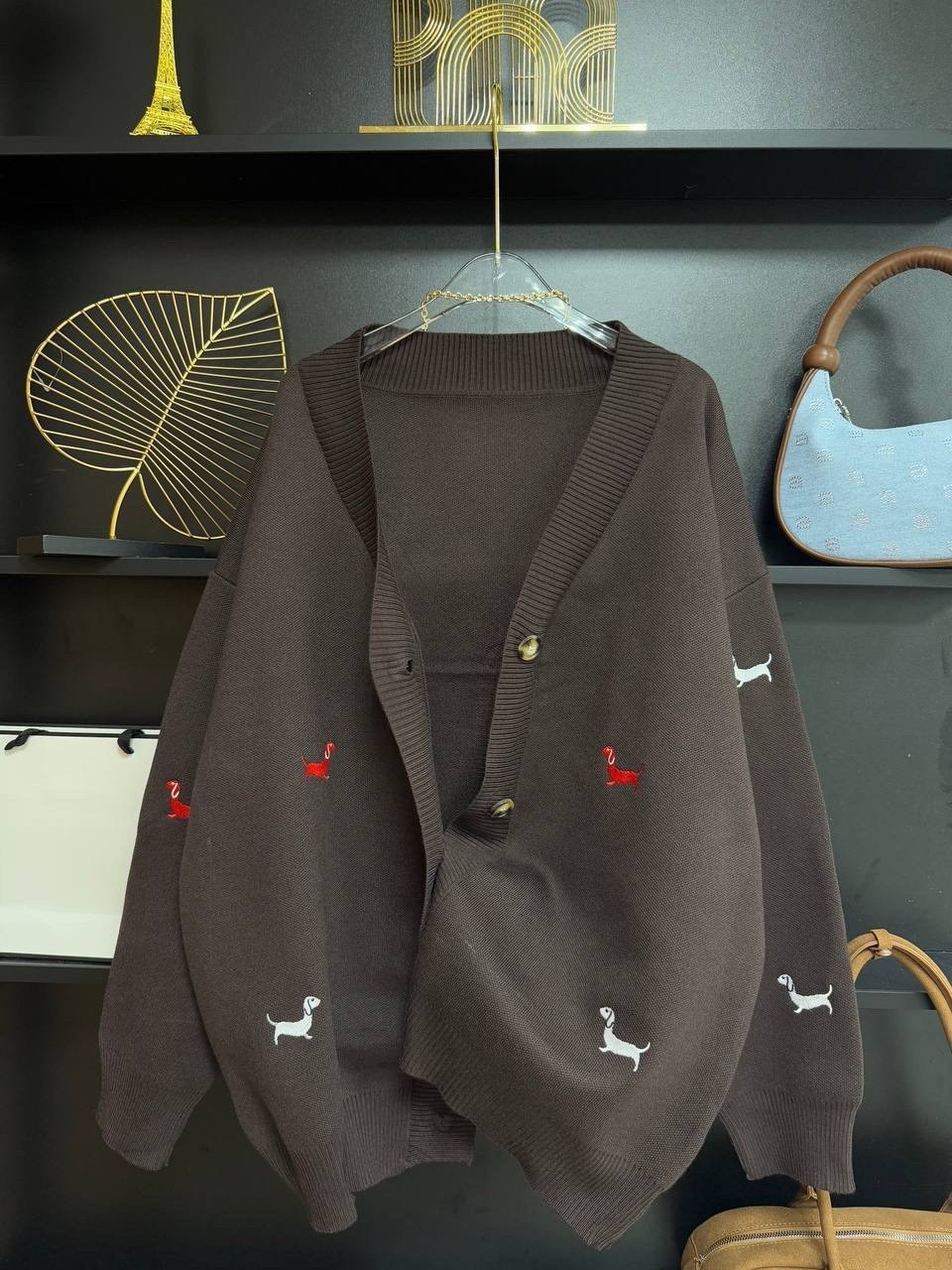 кардиган oversize,кардиган,трендовый кардиган с таксами,кардиган оверсайз с трендовой вышивкой,кардиган с таксами