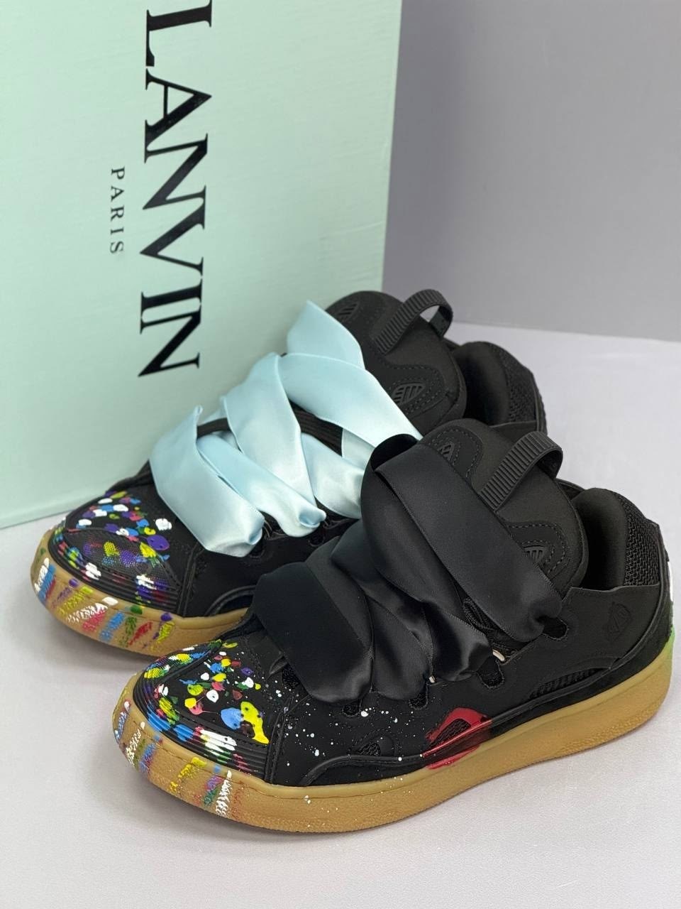 кроссовки lanvin leather curb gallery dept черный / мультиколор,кроссовки lanvin curb x gallery dept. leather sneakers,кроссовки lanvin,кроссовки,кроссовки lanvin gallery dept. x curb sneakers paint d