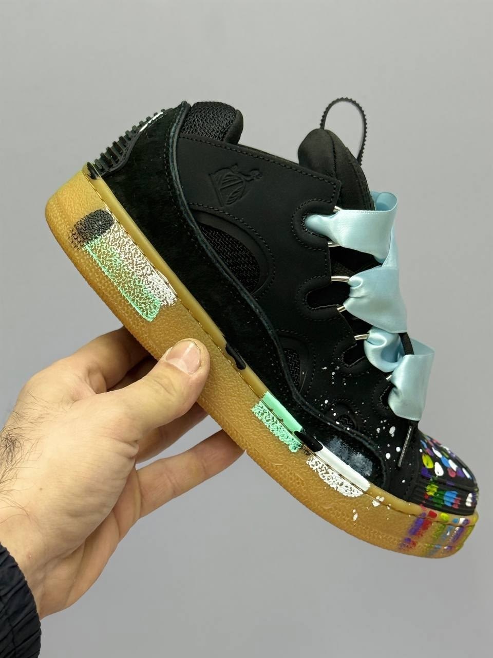кроссовки lanvin leather curb gallery dept черный / мультиколор,кроссовки lanvin curb x gallery dept. leather sneakers,кроссовки lanvin,кроссовки,кроссовки lanvin gallery dept. x curb sneakers paint d
