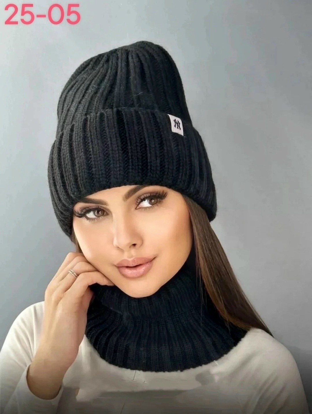 комплект зимний шапка и снуд hn fashions,женские зимние шапки,комплект шапка женская на флисе со снудом,комплект шапки,комплект шапка и снуд женская