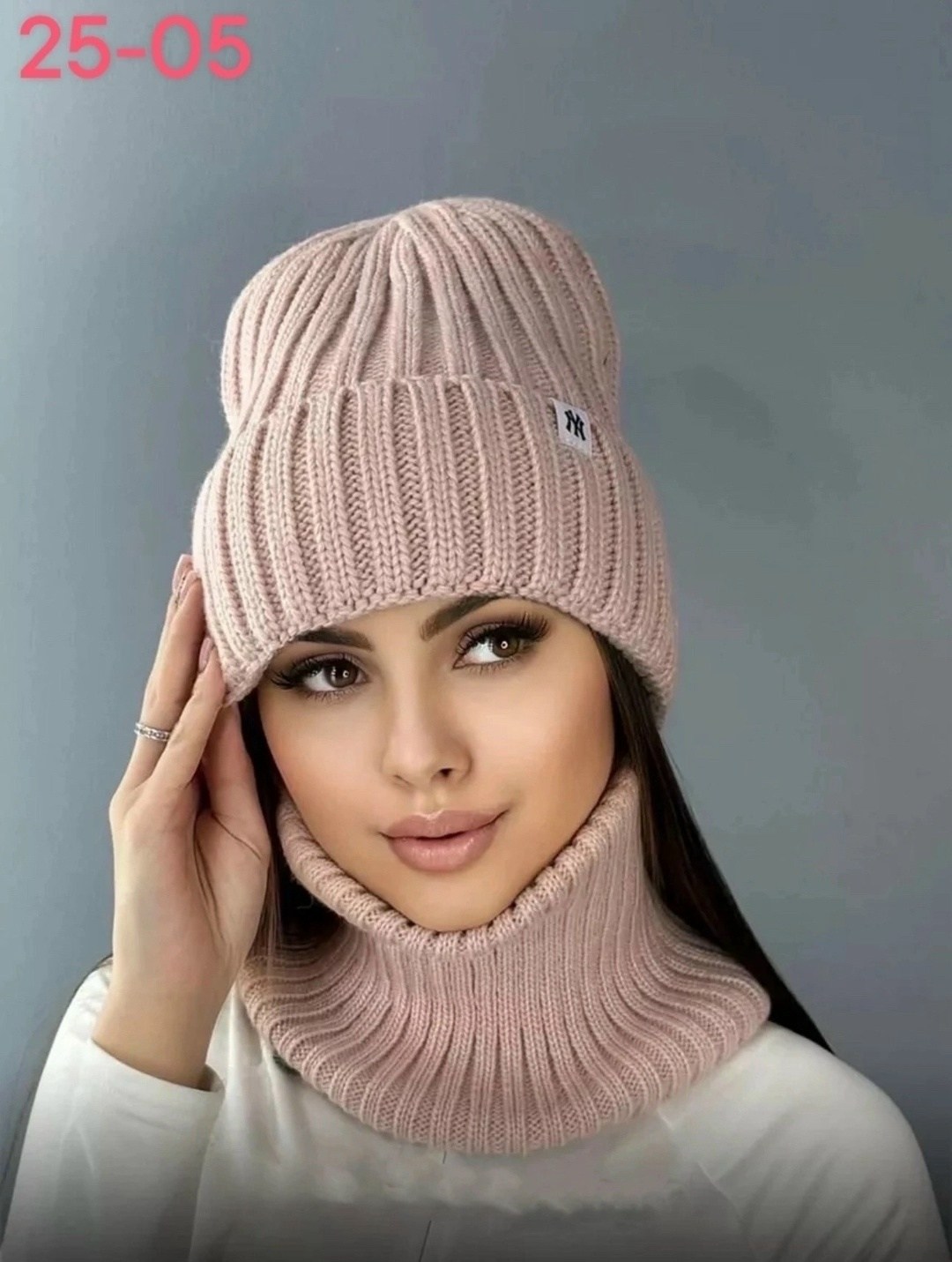 комплект зимний шапка и снуд hn fashions,женские зимние шапки,комплект шапка женская на флисе со снудом,комплект шапки,комплект шапка и снуд женская