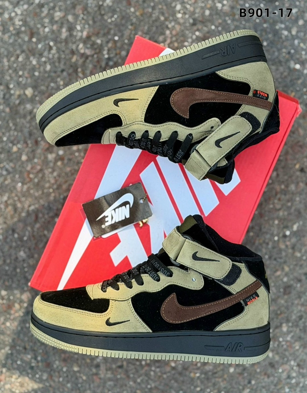 кроссовки зимние nike air force 1,,кроссовки,замшевые кроссовки,кроссовки nike air force 1 mid olive / brown with fur