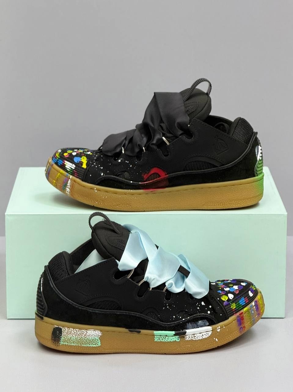 кроссовки lanvin leather curb gallery dept черный / мультиколор,кроссовки lanvin curb x gallery dept. leather sneakers,кроссовки lanvin,кроссовки,кроссовки lanvin gallery dept. x curb sneakers paint d