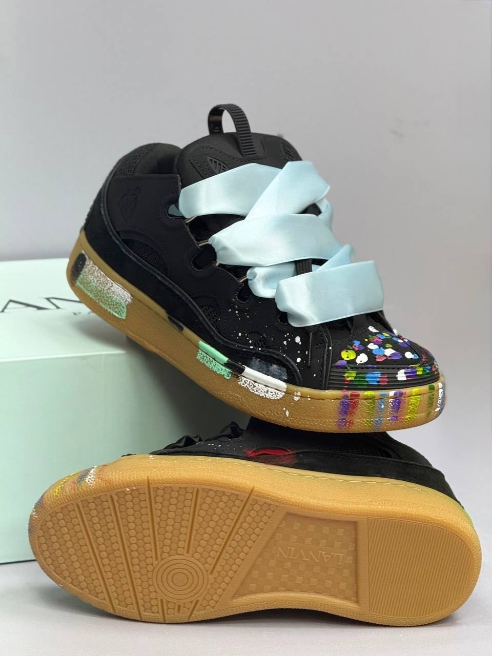 кроссовки lanvin leather curb gallery dept черный / мультиколор,кроссовки lanvin curb x gallery dept. leather sneakers,кроссовки lanvin,кроссовки,кроссовки lanvin gallery dept. x curb sneakers paint d