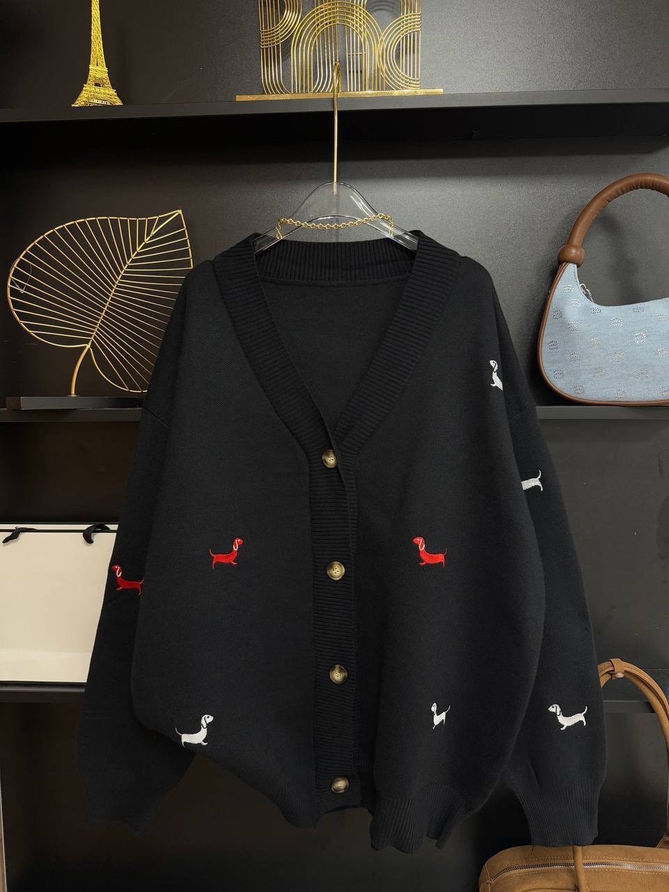 кардиган oversize,кардиган,трендовый кардиган с таксами,кардиган оверсайз с трендовой вышивкой,кардиган с таксами